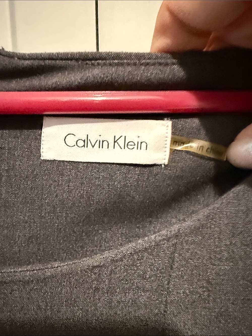 Calvin Klein Classic Grey Colorblock Fit & Flare Dress with Belt - Picture 3 of 3